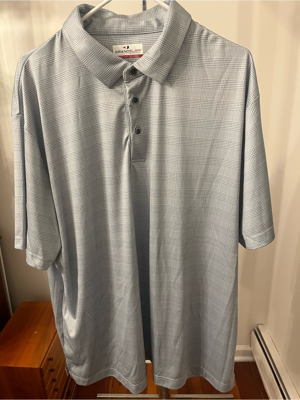 Grand Slam Men's Gray Micro-Plaid Performance Polo